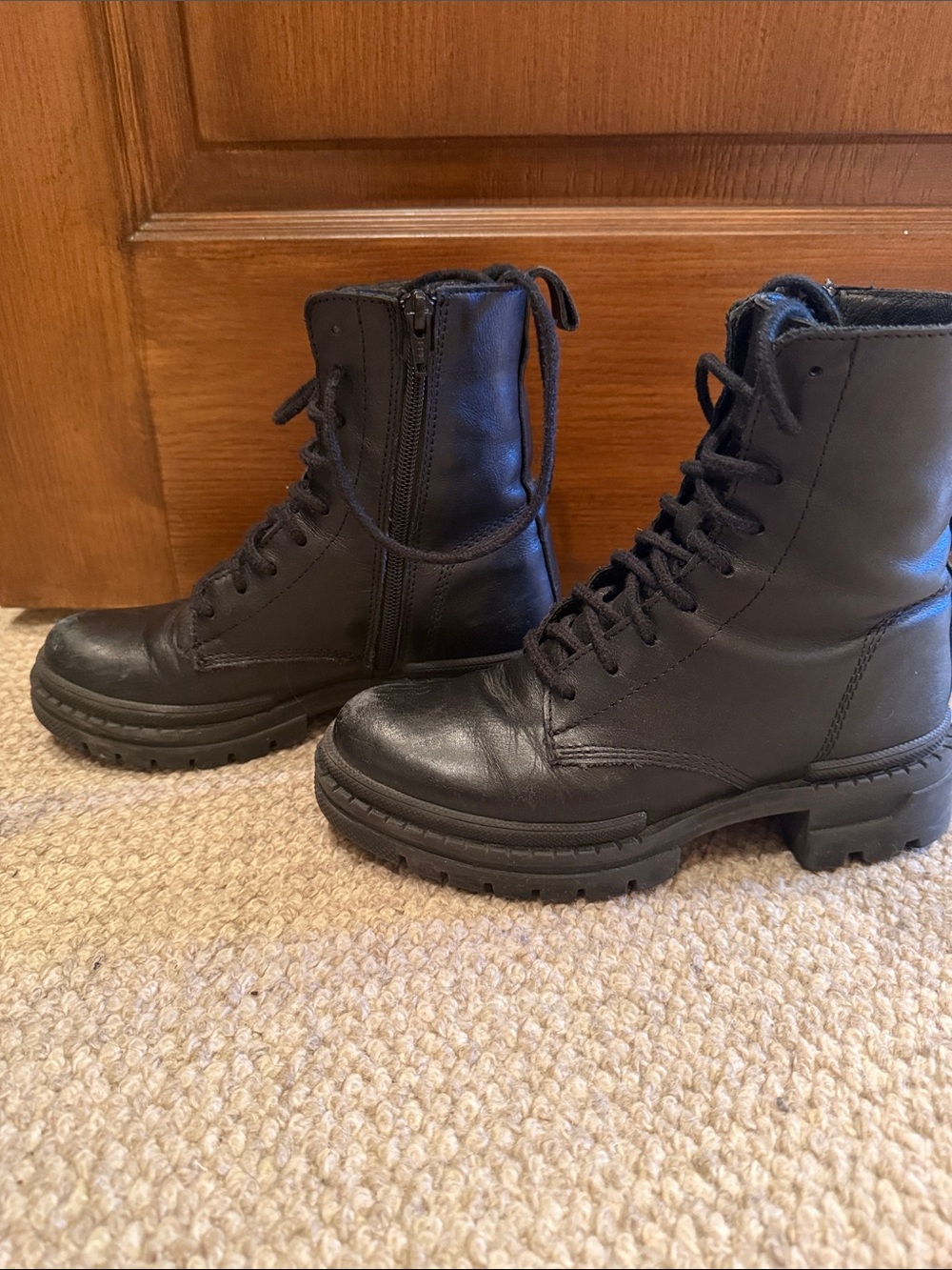 Woman’s Black Lace-Up Combat Boots